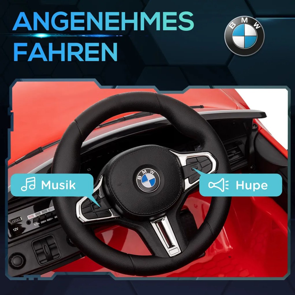 AIYAPLAY Elektromos gyerekautó BMW M4, hang és fény, 3-5 km/h, távirányítóval, piros