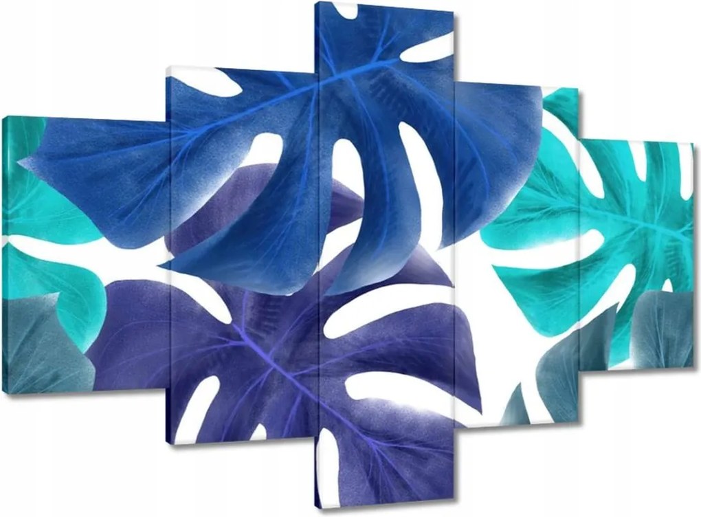 Vászonkép 100x70 Monstera Levelek Kék