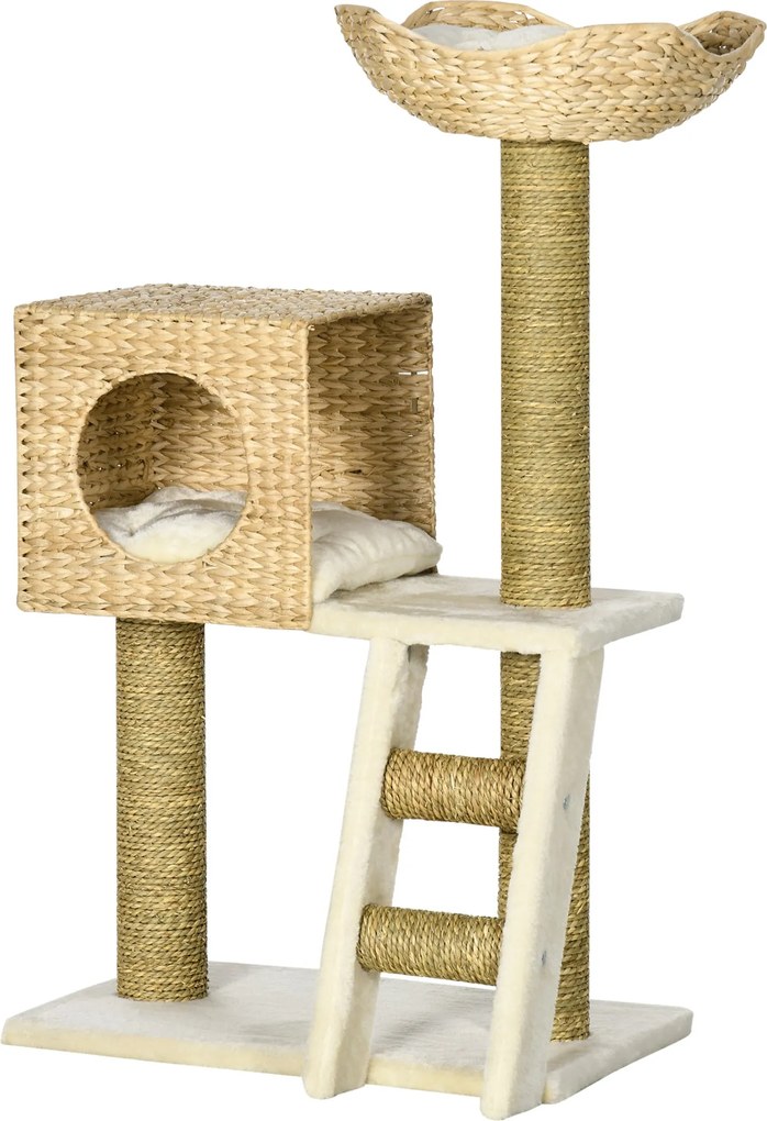 PawHut 100,5 cm-es Kaparófával ellátott Macskafa Macskabújóval, Ággyal, Lépcsővel, Sisal Kaparóoszlopokkal, Párnákkal, 4,5 kg-ig terjedő macskák számá