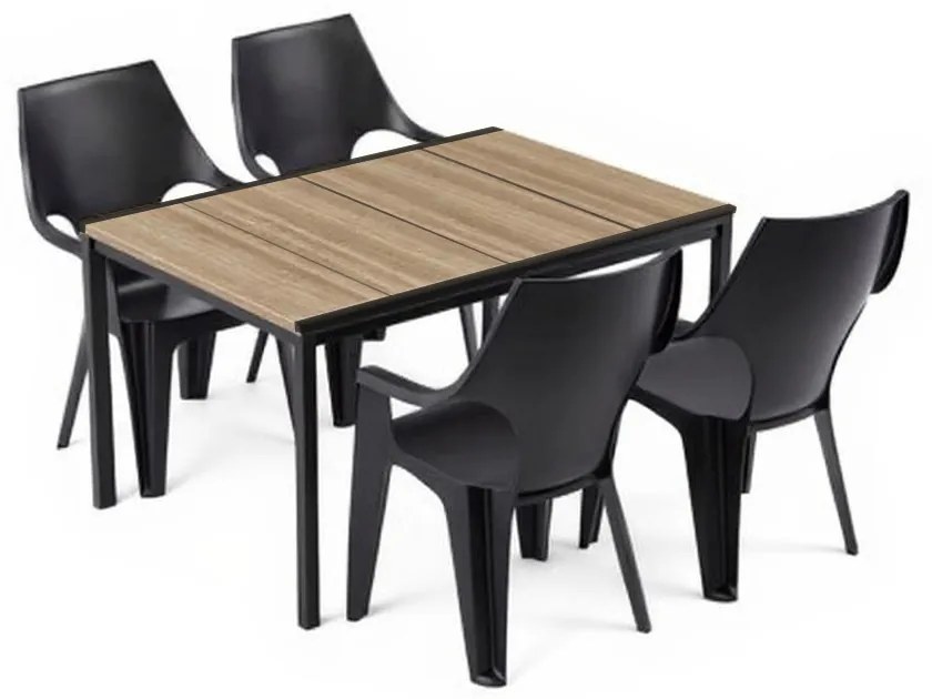 Parker 4+1 kerti bútor garnitúra szett kőris-grafit