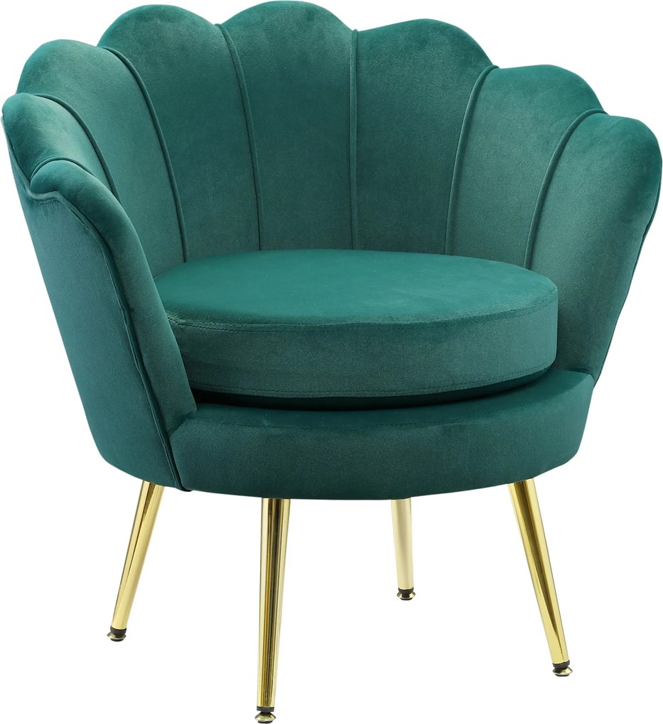 HOMCOM Shell Fotel, Vintage Fotel, Hálószobai és Nappali Fotel, Elegáns Design, Magas Támlával, 76x67x74cm, Sötét Zöld | Aosom