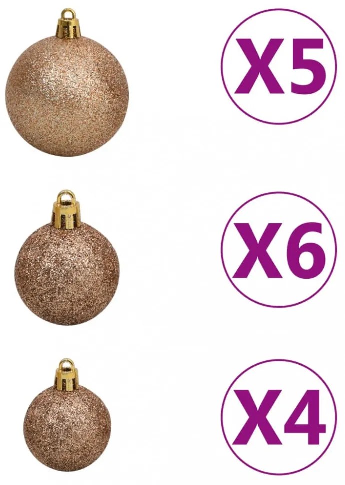 megvilágított műkarácsonyfa 230 ággal gömb szettel 120 cm