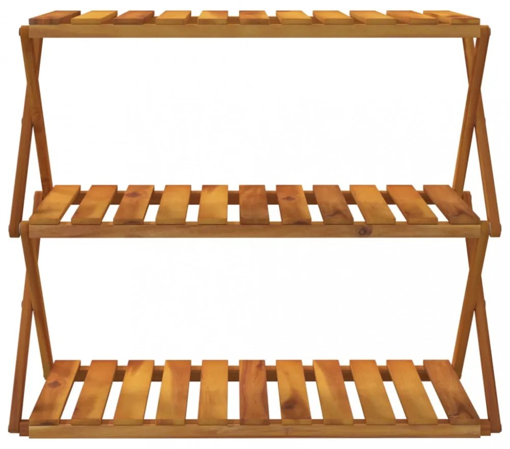 3 szintes barna tömör akácfa összecsukható polc 70 x 31 x 63 cm