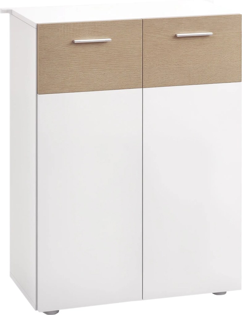 kleankin Fürdőszobai Álló Szekrény 2 Ajtóval és Állítható Belső Polcokkal - Többfunkciós Fa Kiegészítő Bútor Nappaliba, Konyhába, Étkezőbe 60x30x85 cm