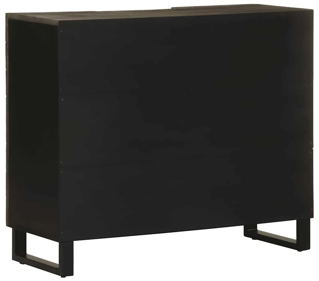 komód fekete 90x33x75 cm tömör fa mangó