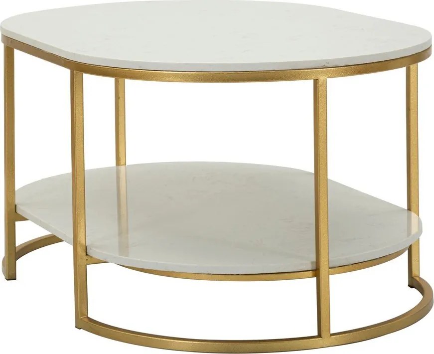 Fehér-aranyszínű dohányzóasztal márvány asztallappal 60x90 cm Izmir – Mauro Ferretti