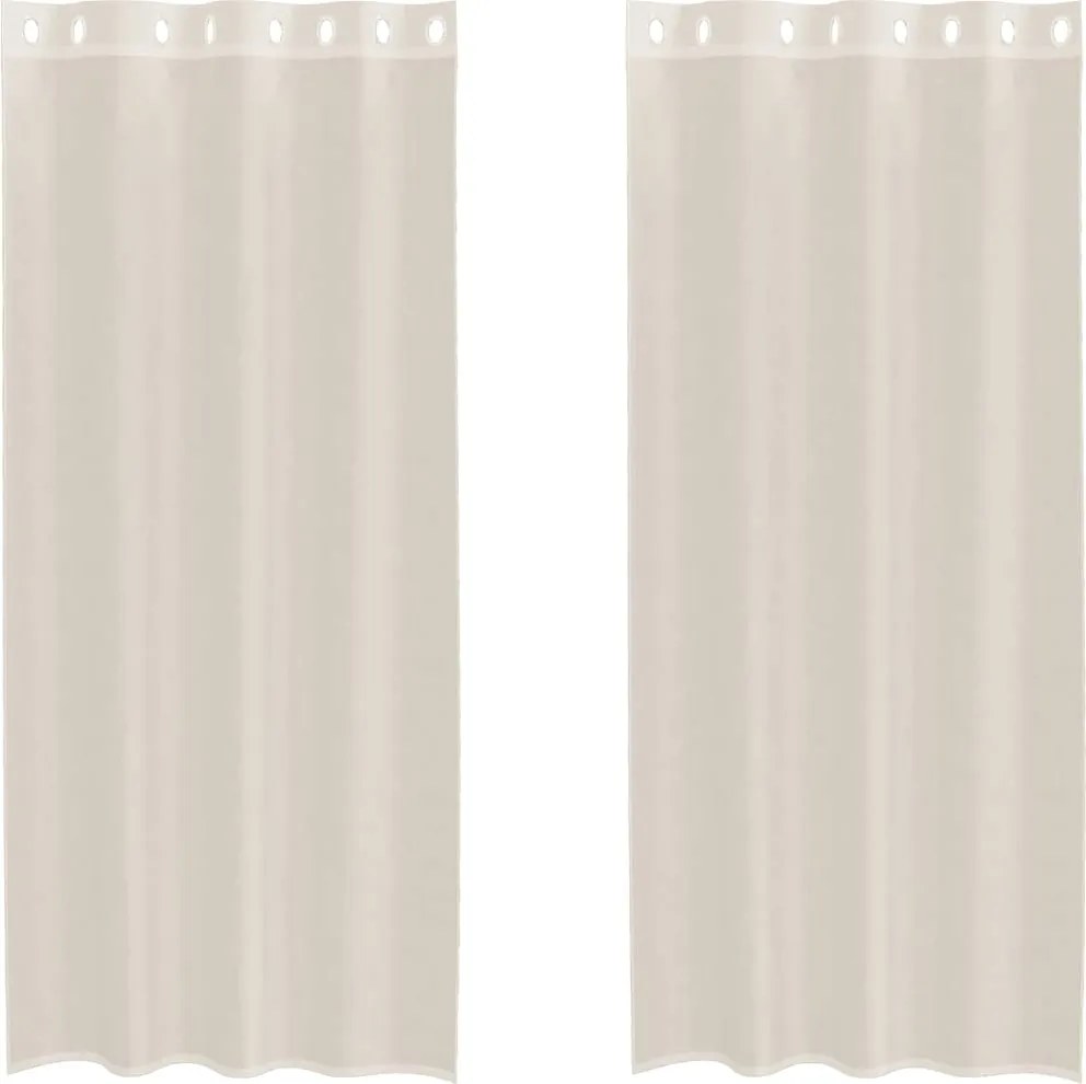 vidaXL 2 db krémszínű fátyolfüggönyök rojtokkal 140x245 cm