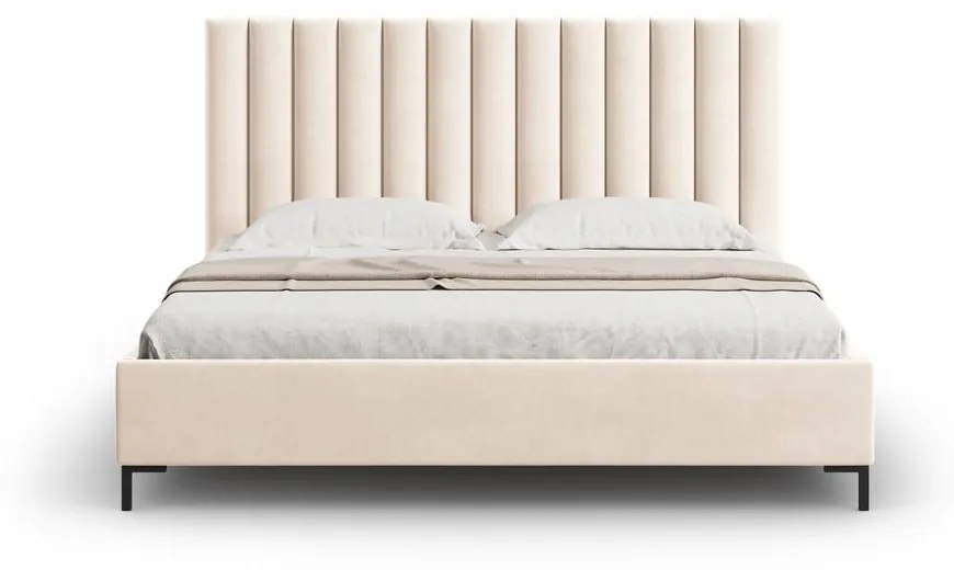 Bézs kárpitozott ágyneműtartós franciaágy ágyráccsal 160x200 cm Casey – Mazzini Beds