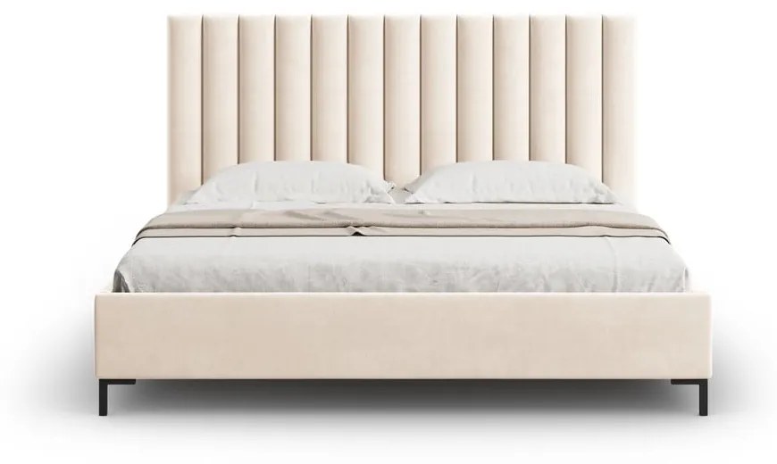 Bézs kárpitozott ágyneműtartós franciaágy ágyráccsal 180x200 cm Casey – Mazzini Beds
