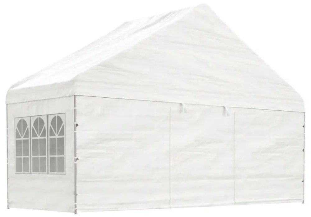 fehér polietilén pavilon tetővel 11,15 x 5,88 x 3,75 m