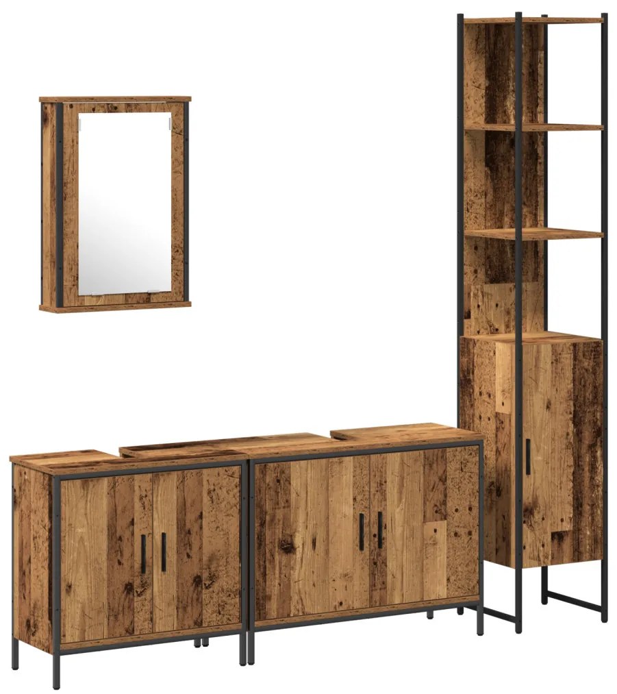 Fürdőszoba bútor szett 4 pcs Barna 33 x 33 x 185.5 cm Faanyag
