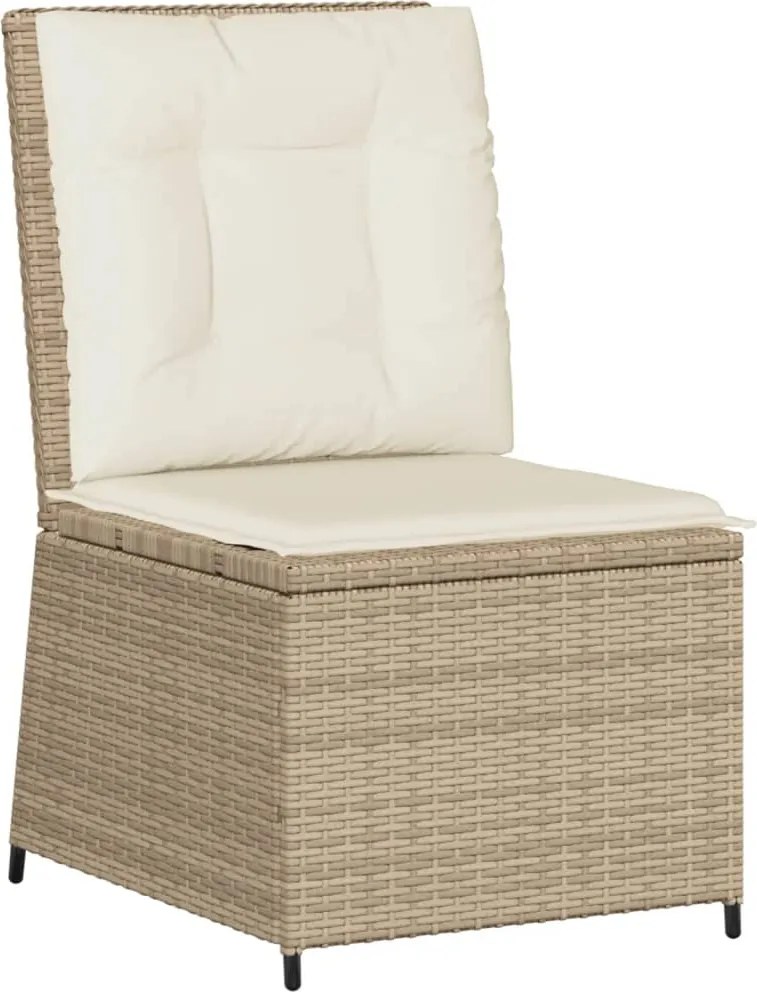 vidaXL bézs polyrattan dönthető kerti kanapé párnákkal