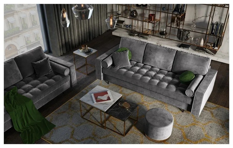 Santo sötétszürke kinyitható bársonykanapé - Milo Casa