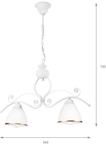 Csillár láncon RETRO 2xE27/60W/230V matt fehér