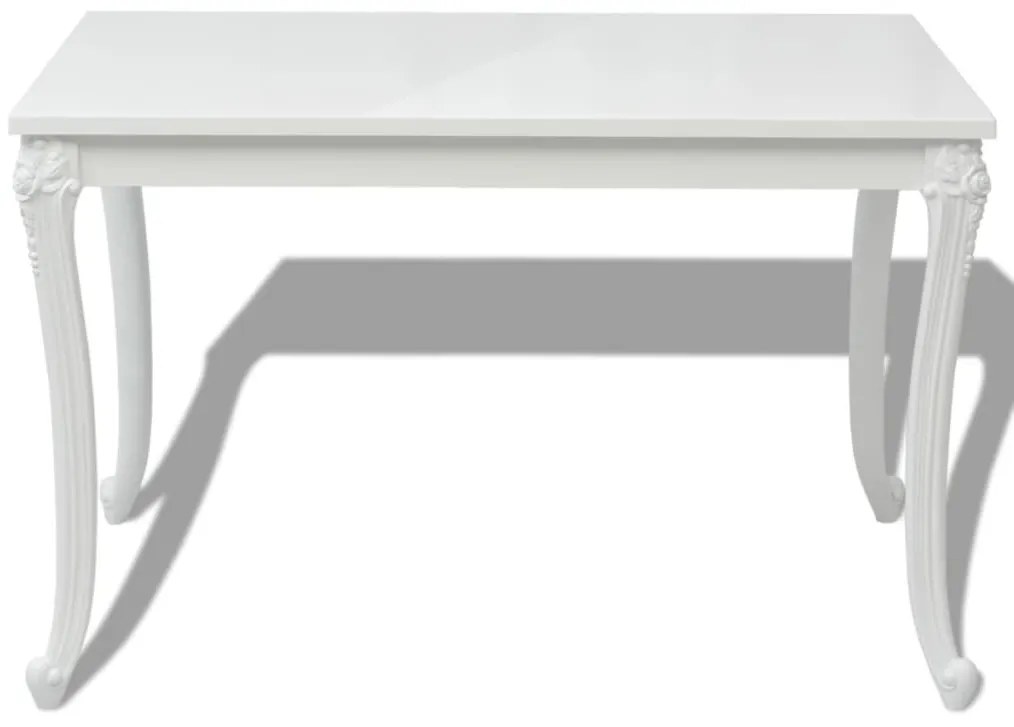 Fehér magasfényű étkezőasztal 116 x 66 x 76 cm