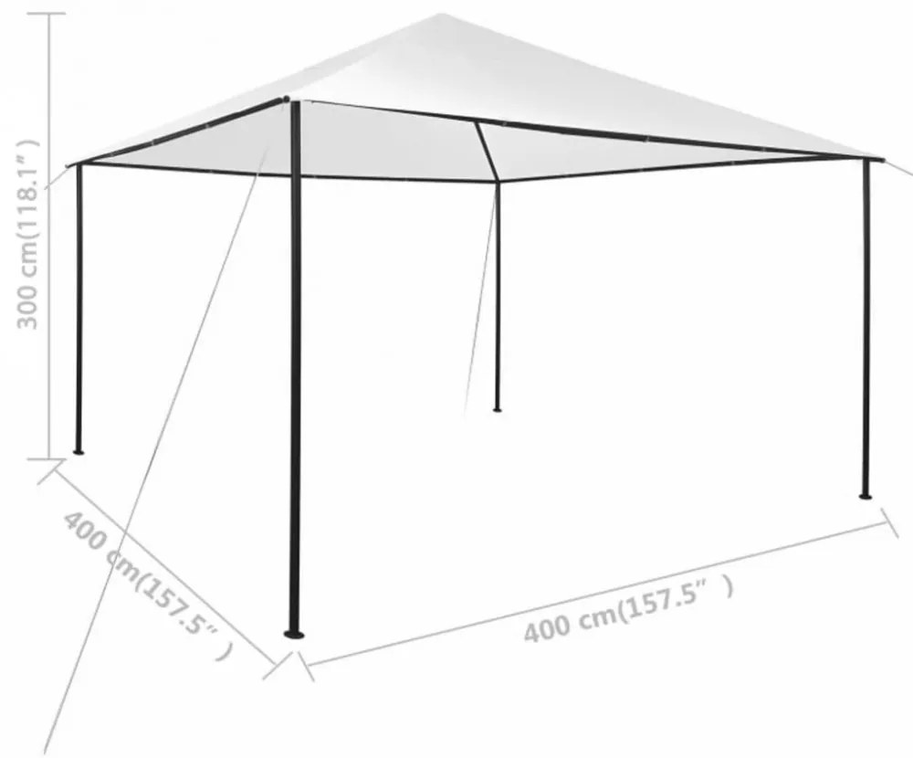 fehér pavilon 4 x 4 x 3 m 180 g/m²