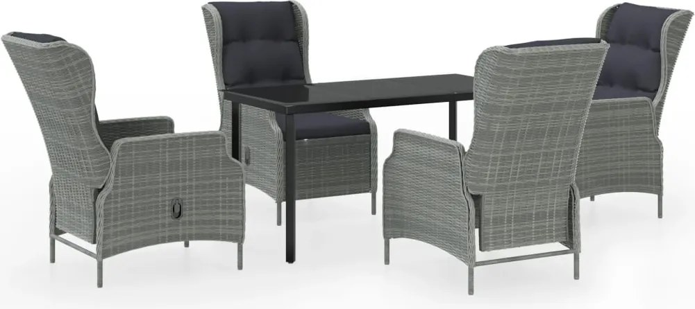 vidaXL 5 részes világosszürke kerti étkezőgarnitúra