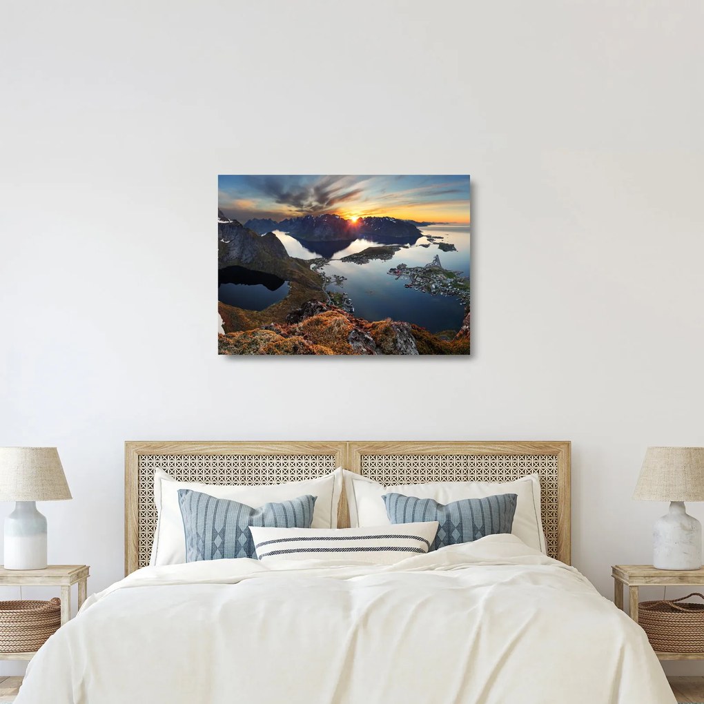 Üveg kép - Hegyi táj, Norvégia (70x50 cm)
