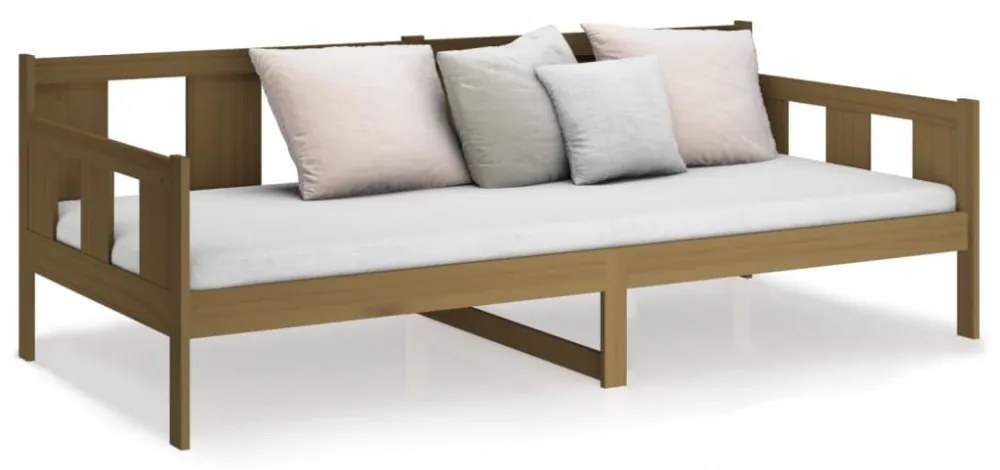 mézbarna tömör fenyőfa kanapéágy 90x200 cm