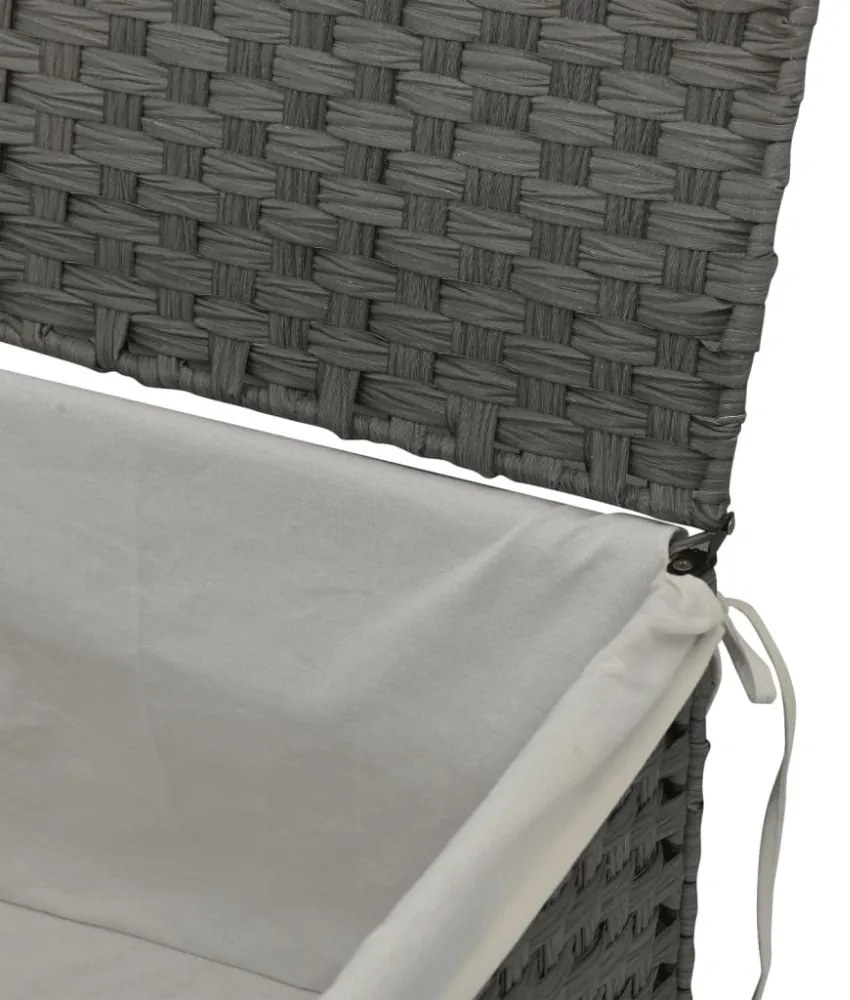 szürke polyrattan szennyeskosár fedéllel 55,5 x 35 x 34 cm