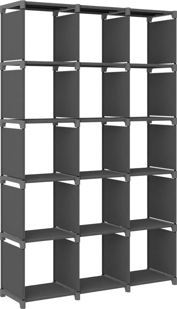 vidaXL 15 rekeszes szürke szövet bemutató polc 103 x 30 x 175,5 cm