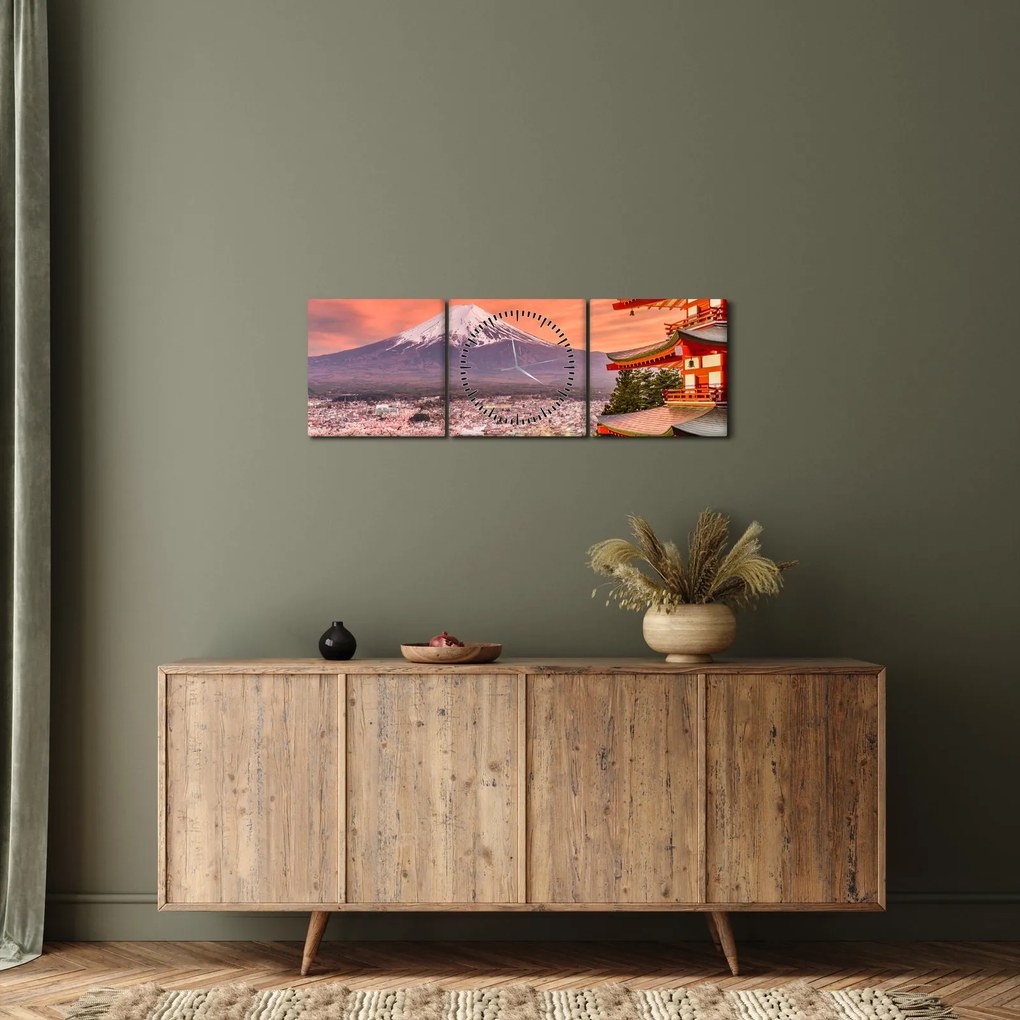 Kép - Fujiyoshida, Japán (órával) (90x30 cm)