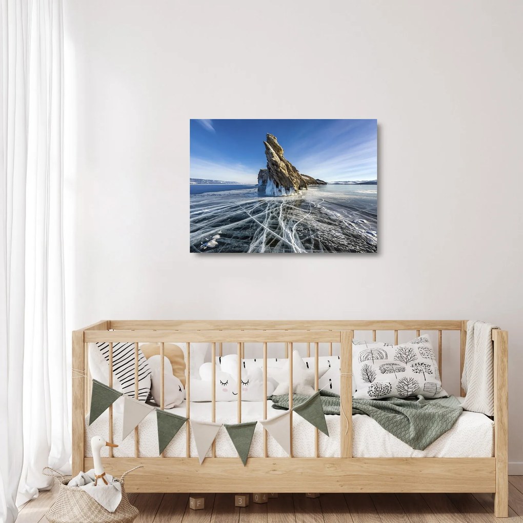 Jeges sziklák képe (üvegen) (70x50 cm)