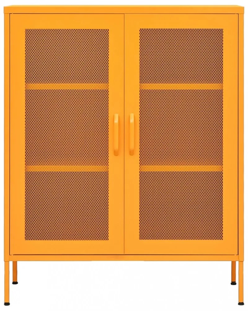 mustárzöld acél tárolószekrény 80 x 35 x 101,5 cm