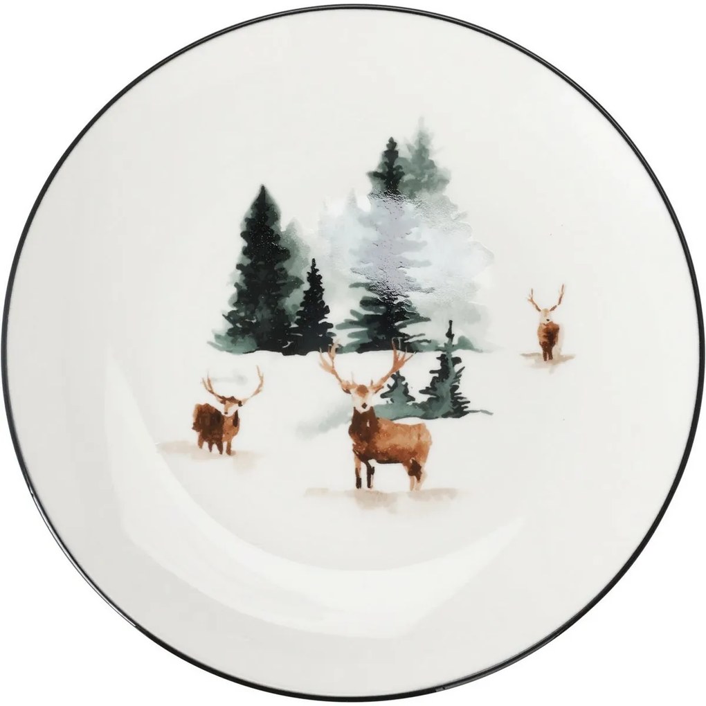 Winter Deer porcelán desszert tányér, 19 x 2 cm