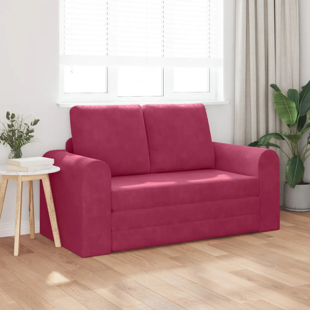 Floor Sofa Bed 2 az 1-ben Borvörös 148x71x83 cm Velúr