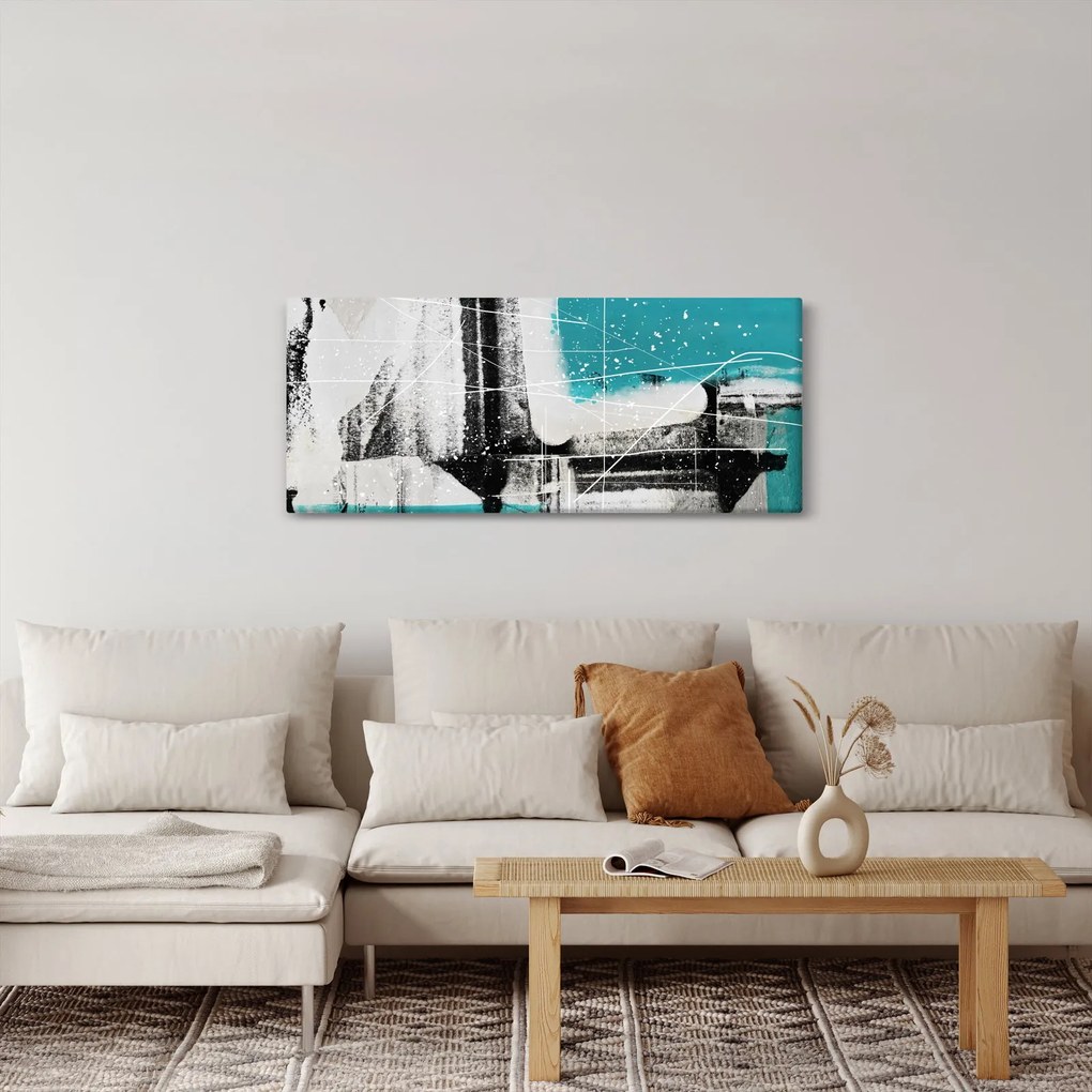 Kép - Türkiz absztrakció (120x50 cm)
