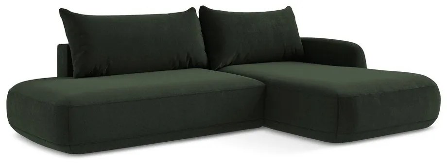 Sötétzöld kinyitható sarokkanapé (jobb oldali-heverő résszel) Hale – Makamii