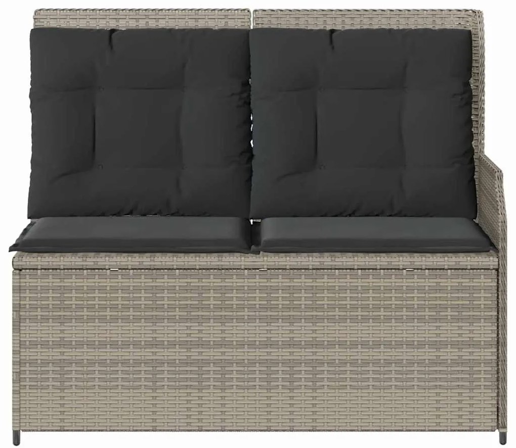 Kerti pad párnával Világosszürke Poli rattan