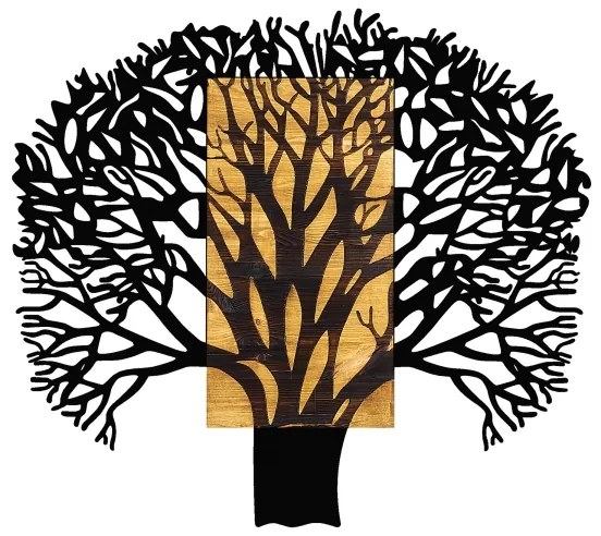 Fali dekoráció 93x86 cm fa/fém faág mintával