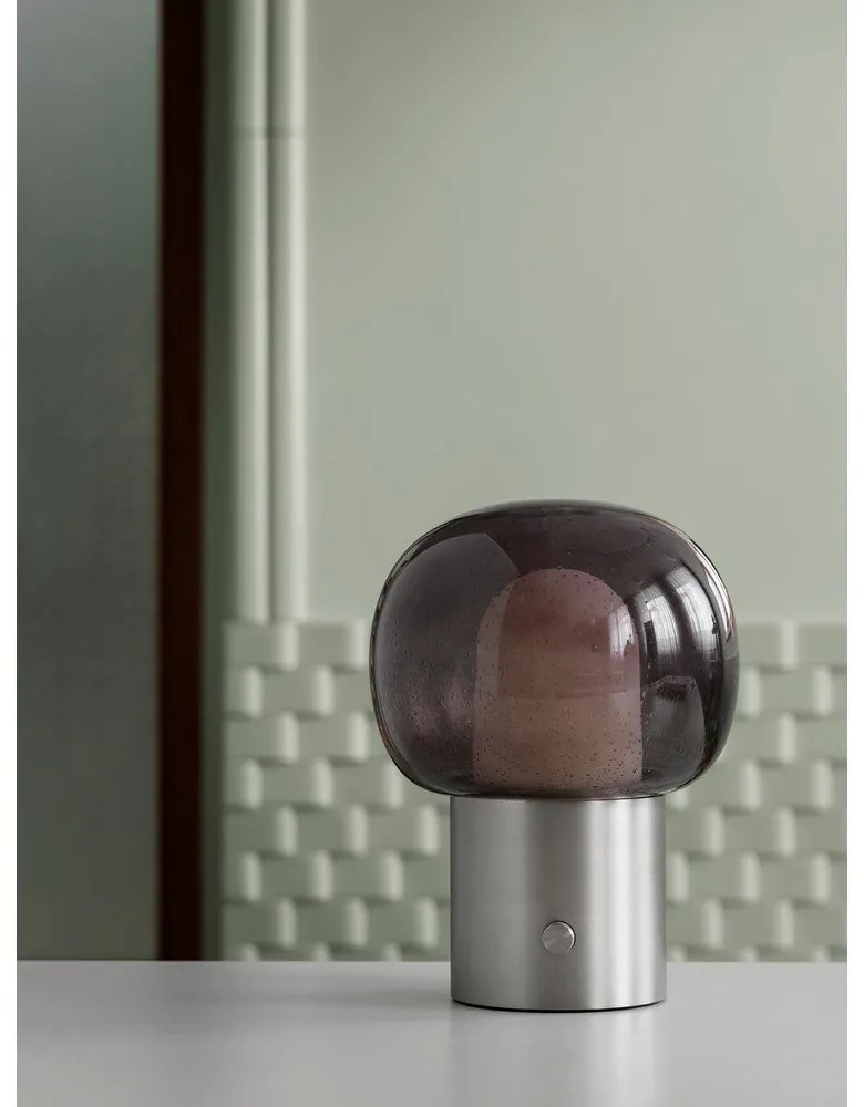 Antracitszürke alumínium LED asztali lámpa üveg búrával (magasság 32 cm) Iris – Blomus