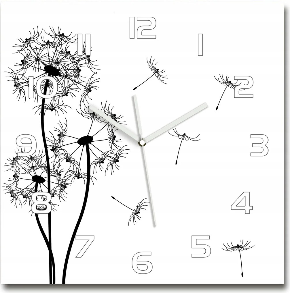 Nagy négyzet alakú üveg pitypang falióra 60x60 cm