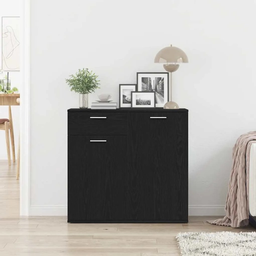 fekete tölgy forgácslap tálalószekrény 80 x 36 x 75 cm