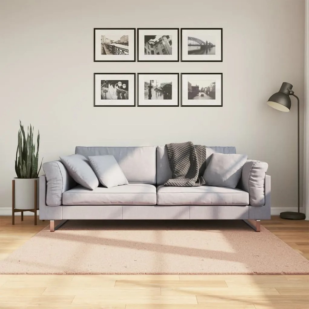 HUARTE púderszínű rövid szálú puha és mosható szőnyeg 160x160cm