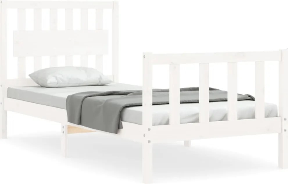 vidaXL fehér tömör fenyőfa ágy matrac nélkül 90 x 200 cm