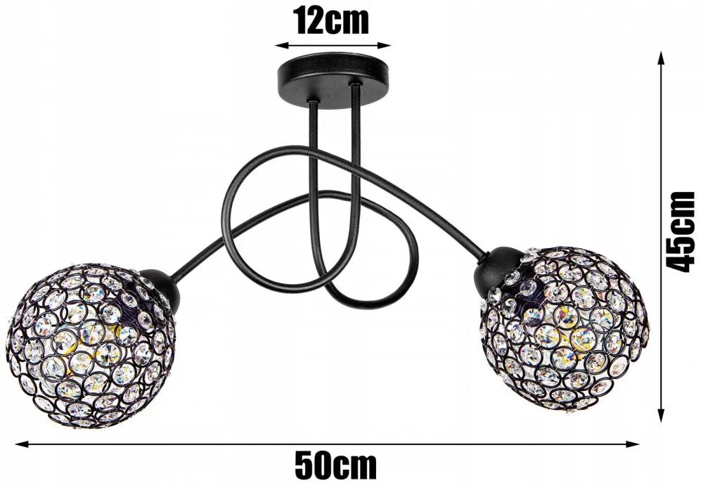 Crystal Ball mennyezeti lámpa fekete 2x E27 + ajándék LED izzó