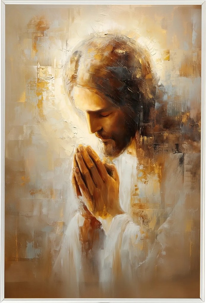 Poszter Alumínium Keret Jézus Krisztus Imádság Vallásos Művészet 40x60