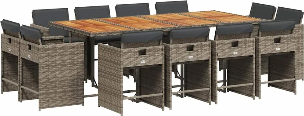 vidaXL 13 részes szürke polyrattan kerti ülőgarnitúra párnákkal