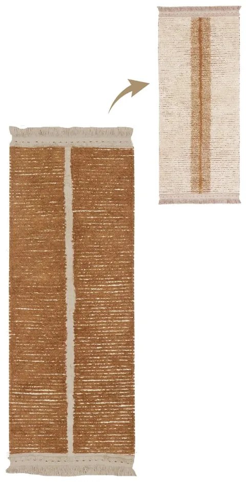Téglavörös-bézs pamut futószőnyeg 80x230 cm Duetto Toffee – Lorena Canals