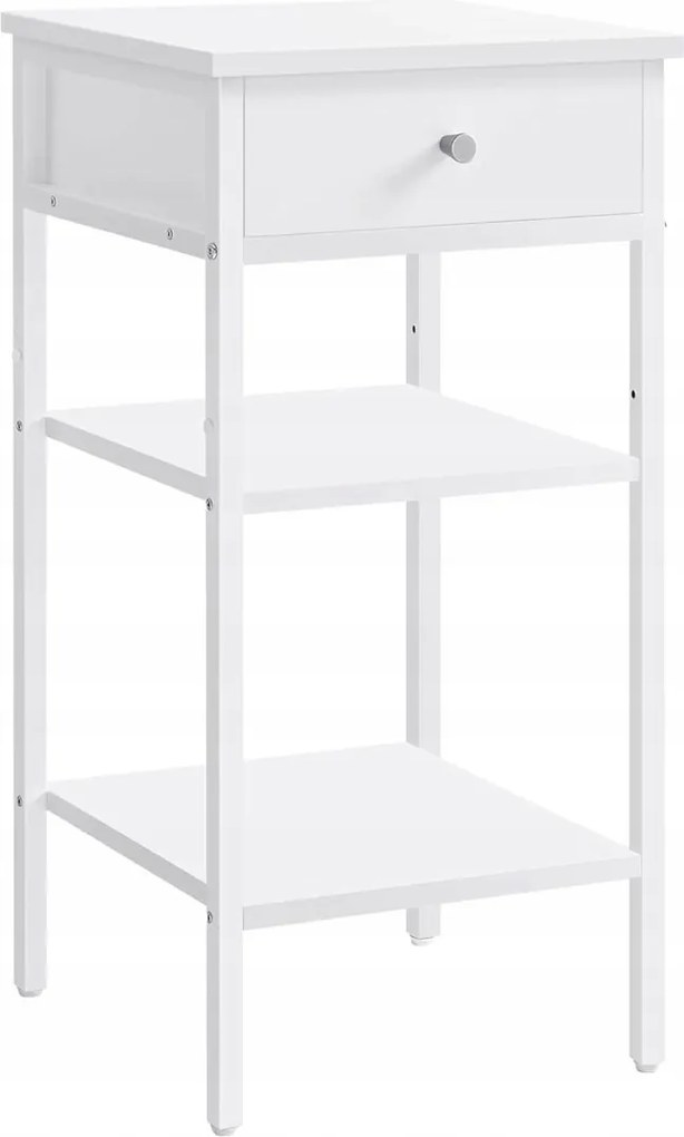 Éjjeliszekrény Fiókkal Modern Dohányzóasztal Polcokkal Fehér Hálószoba