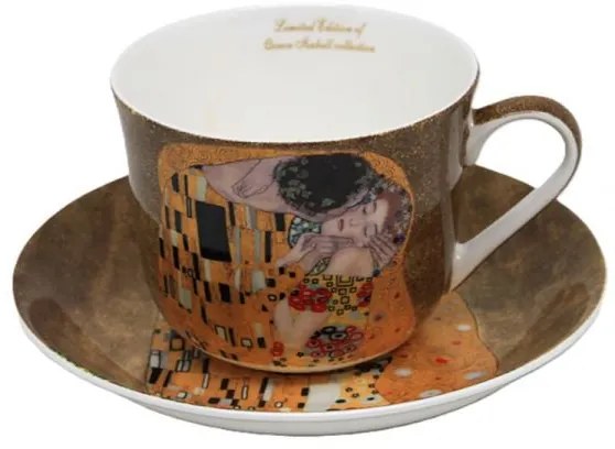 Klimt porcelán csésze aljjal A Csók 450 ml díszdobozban