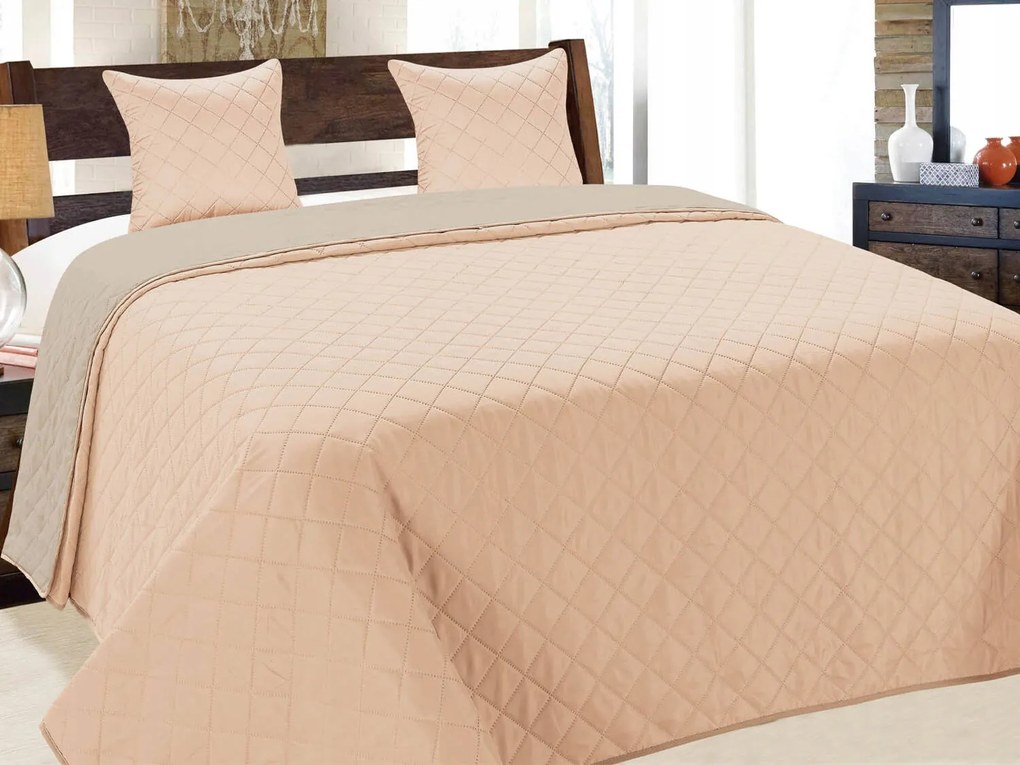 Kétoldalas Ágytakaró Vigo Steppelt Pléd Rózsaszín Világosszürke 180x220 cm 2 db