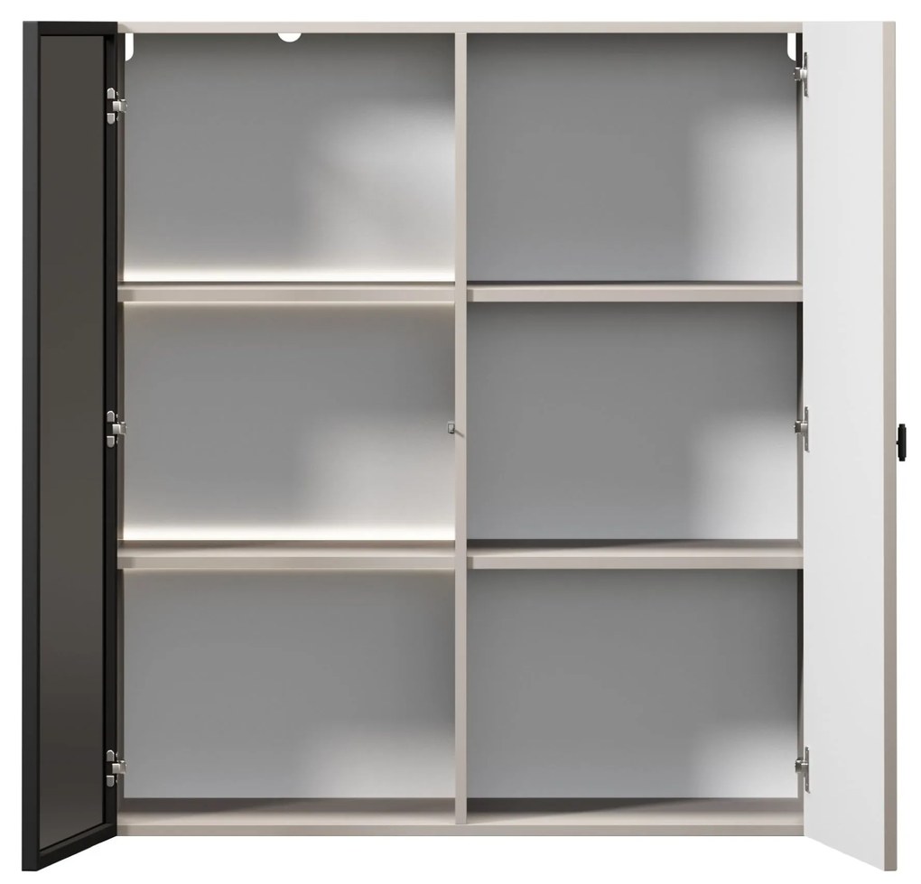 Lorini fali vitrin 100 cm - kasmír / fekete T-bar fogantyú