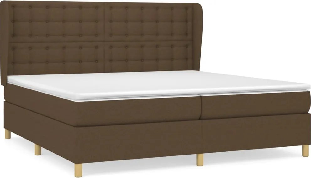 vidaXL sötétbarna szövet rugós ágy matraccal 200 x 200 cm