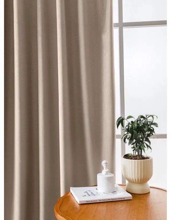 Világosbarna sötétítő VELVET függöny 140x250 cm Felfüggesztés: Hullámos sínszalag
