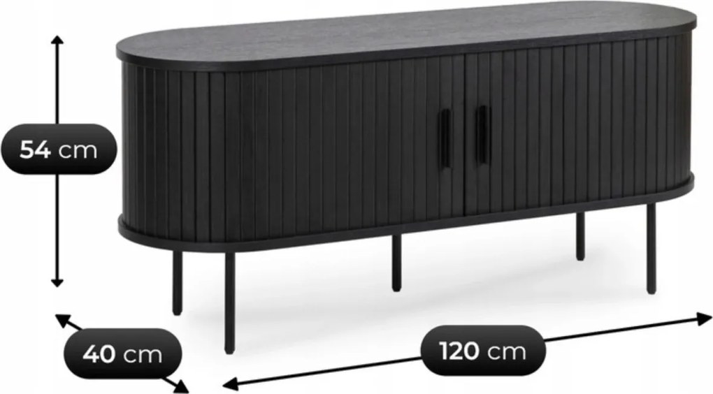 TV-állvány 120 cm, 2 ajtóval, fekete TRISH